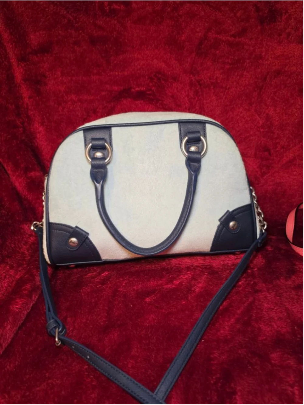 Juicy Couture Bowler Bag with Card Holder and Bag Charm Light Blue Navy Blue
